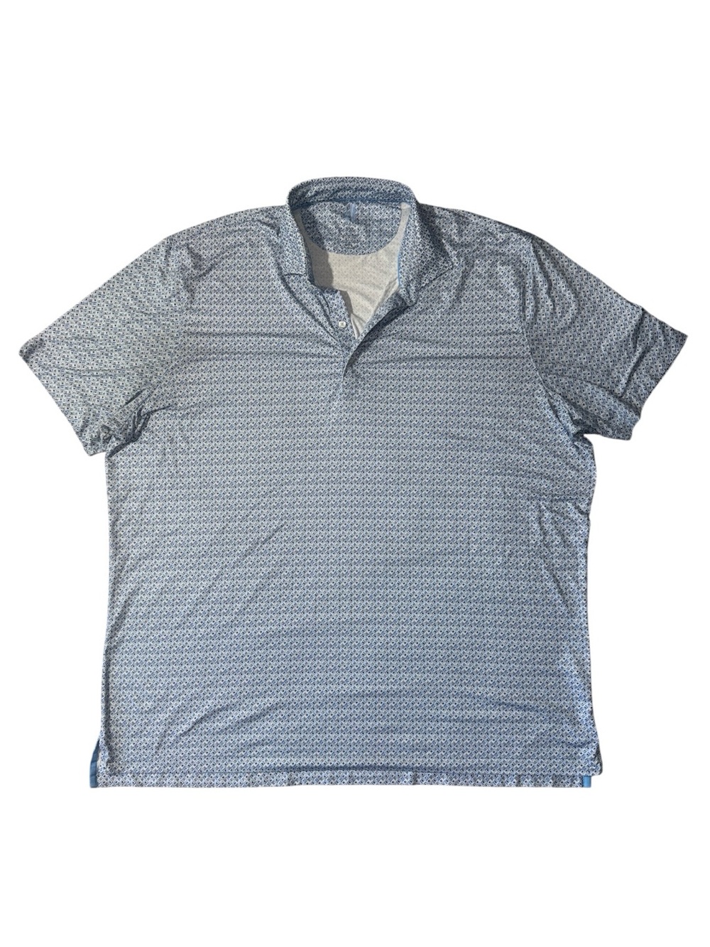 Johnnie-o mens 2XL XXL blue geo pattern featherweight golf polo shirt EUC